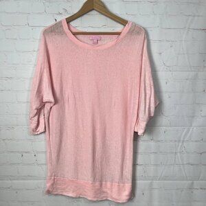 Lilly Pulitzer Tunic Top Womens Size Large Pink Batwing Boho Peasant Hippie